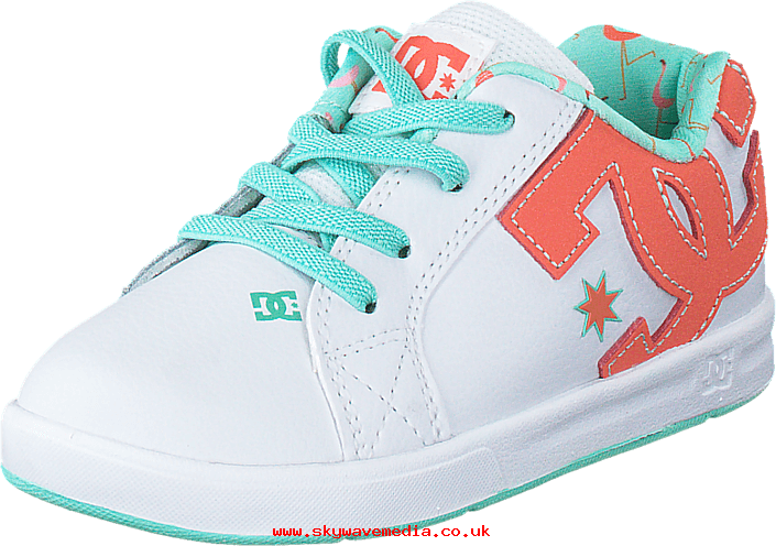 Dc Shoes Children Dc Court Graffik Elastic White/turquoise - Shoe (705x496), Png Download
