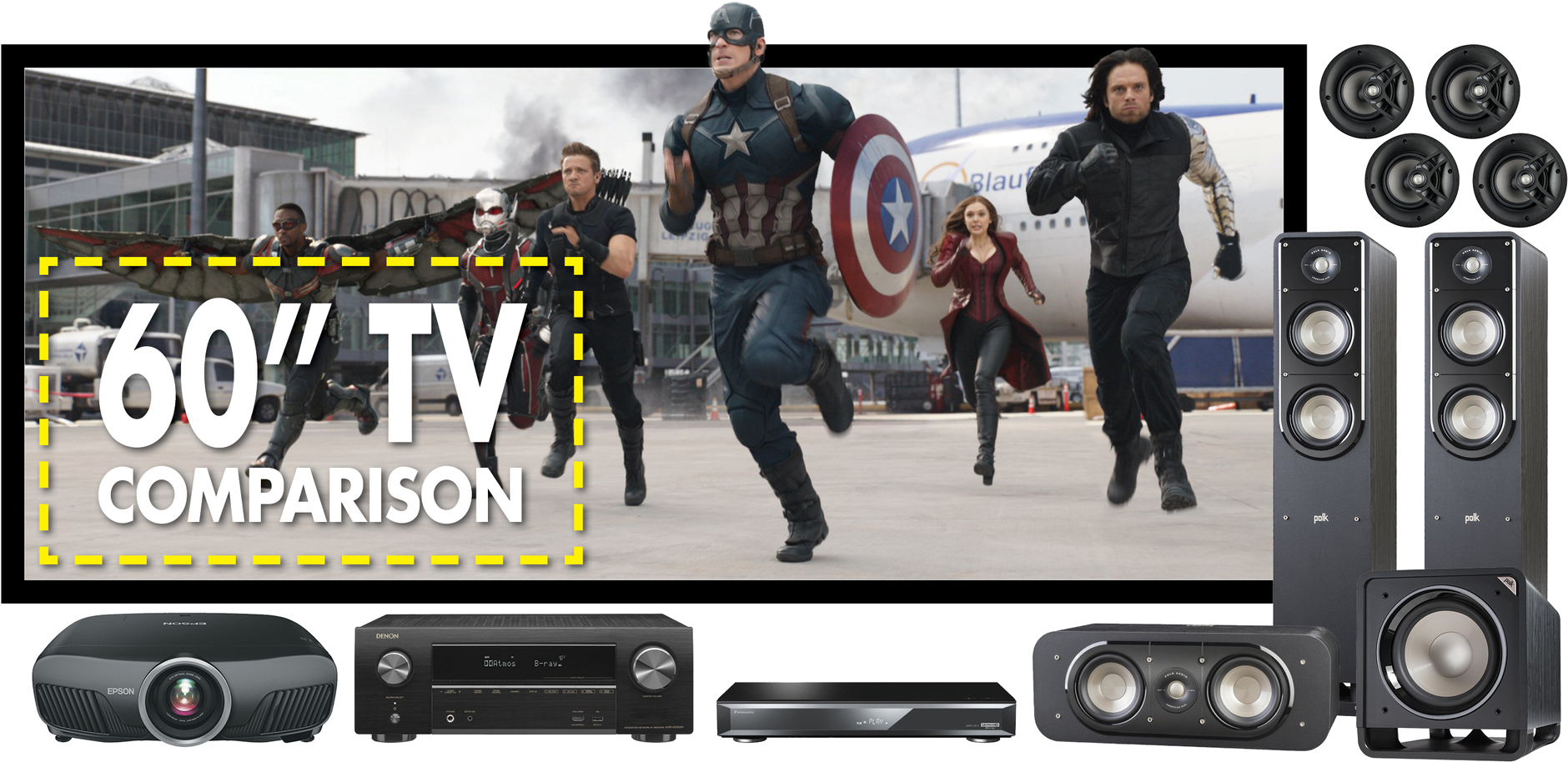 Impress Cinemascope Atmos Home Theatre Package West - Captain America 3: Civil War Steve Rogers Cosplay Captain (1924x1067), Png Download