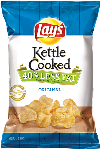 Kettle Cooked 40% Less Fat Original Potato Chips - Lays Aged Cheddar And Black Pepper Chips (334x483), Png Download