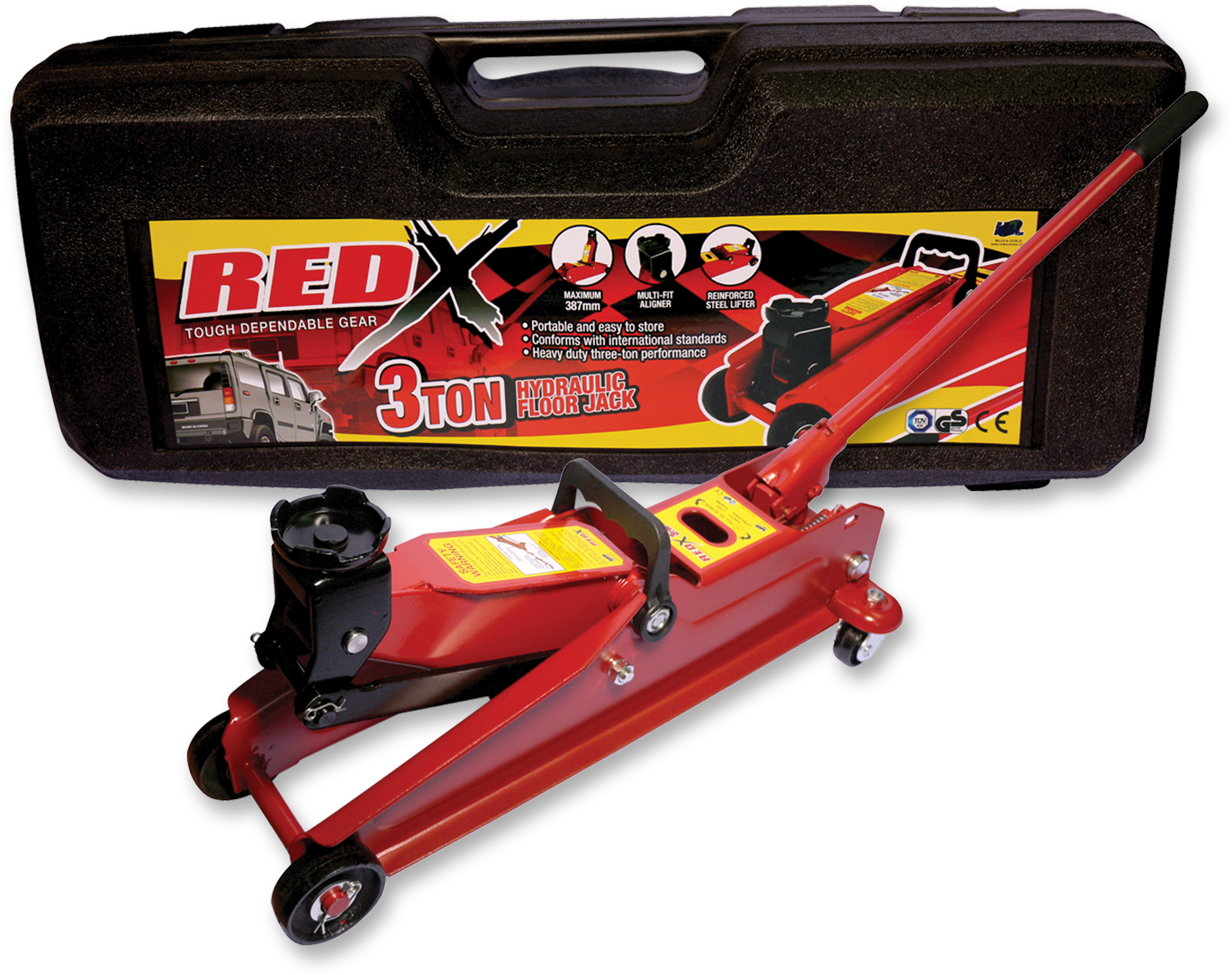 Floor Jack 3tons By Red X - Hydraulics (2095x2100), Png Download