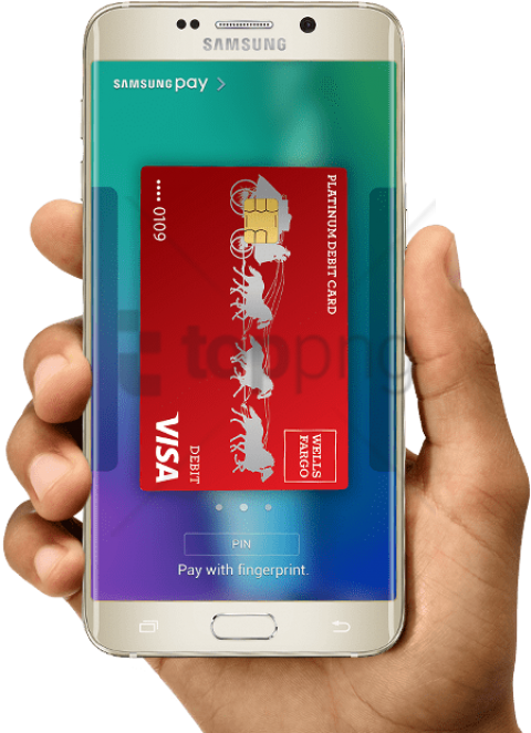 Samsung Galaxy S6 And Galaxy S6 Edge Smartphones Displaying - Samsung Mobile Hand Png (450x620), Png Download