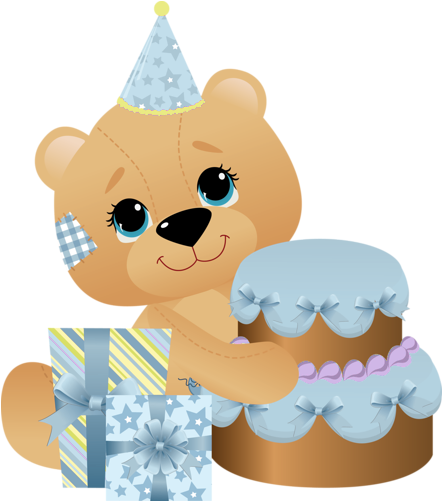 Blue Birthday Teddy Png Clipart - Birthday Teddy Png (476x525), Png Download