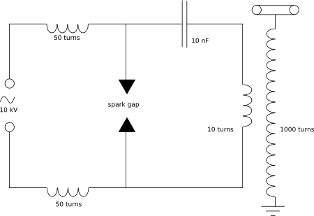 Schematic - Resonant Transformer (450x309), Png Download