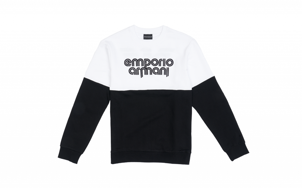 Emporio Armani Bicolour Knit Top - Long-sleeved T-shirt (960x600), Png Download