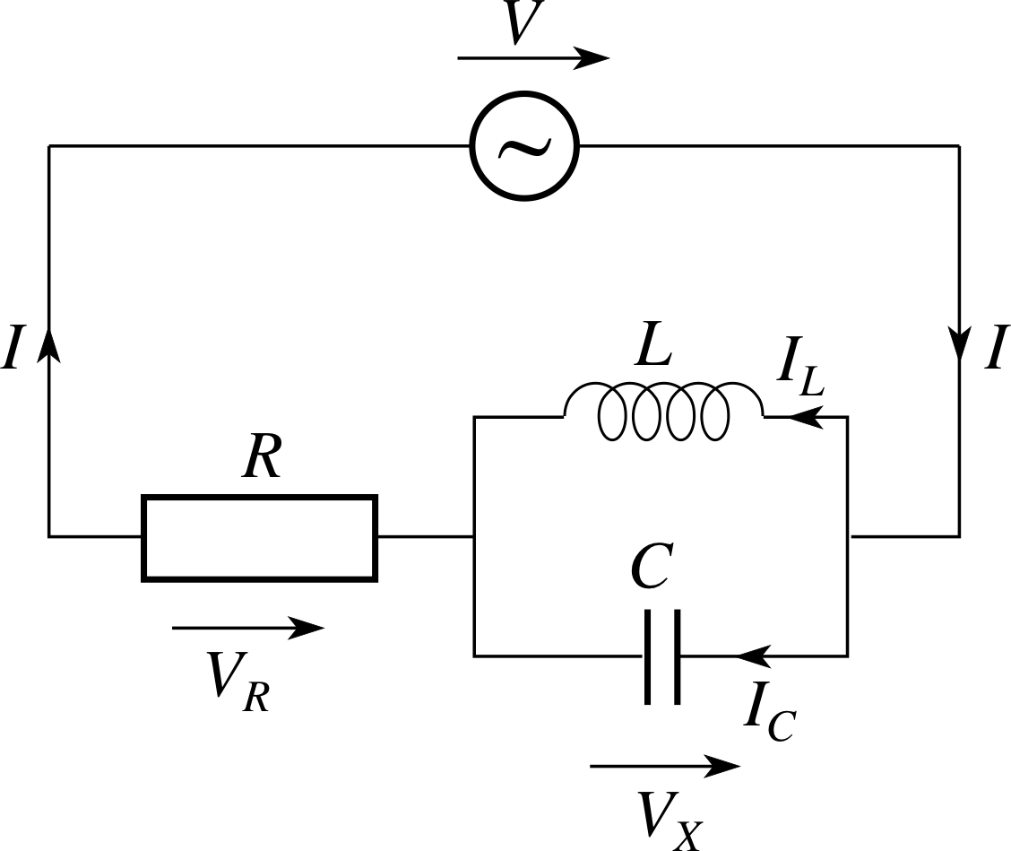 A Version Of The Above Excited By Ac Current - Rlc Series Circuit With Resistance In Parallel (1128x949), Png Download