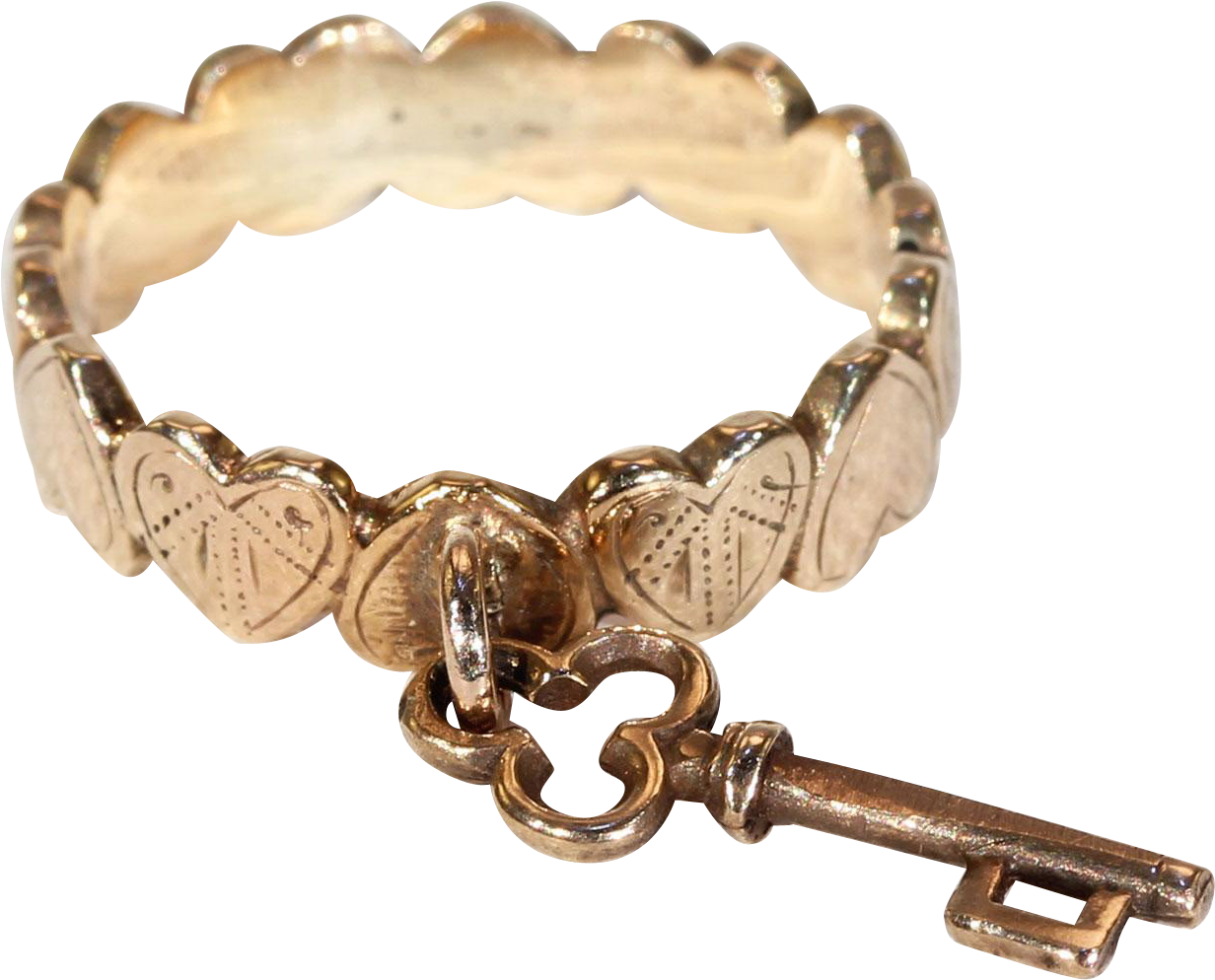 Antique 'key To My Heart' Gold Charm Ring Park City Charms Jewelry