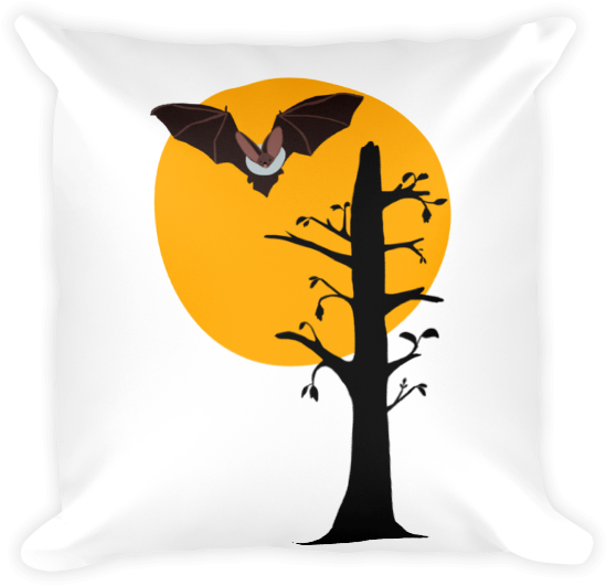 Gothic Flying Bat With A Full Moon Pillow - Bat (600x600), Png Download