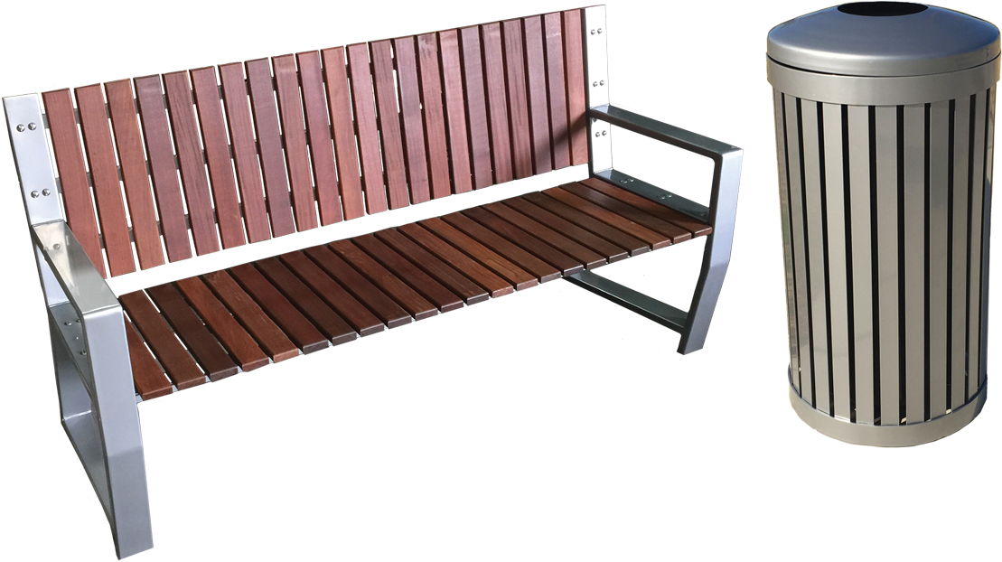 Rivertown Bench With Vertical Slats - Modern Site Furniture (1200x720), Png Download