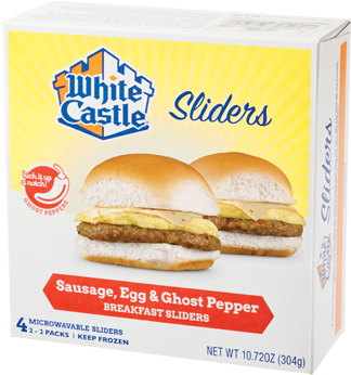 Sausage, Egg & Ghost Pepper - Box White Castle Breakfast Slider Frozen (469x374), Png Download