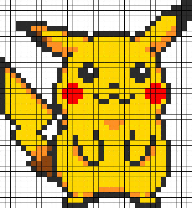 Pikachu Perler Bead Pattern / Bead Sprite - Pokemon En Punto De Cruz (778x841), Png Download
