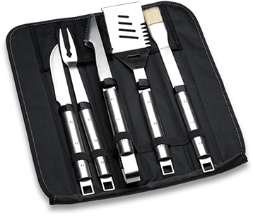 Bbq Tools And Accessories - Berghoff Cubo 7 Piece Grilling Tool Set, Silver (556x556), Png Download