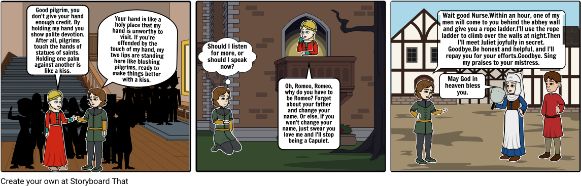 Romeo And Juliet - Storyboard (1164x385), Png Download
