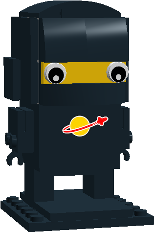 Classic Spaceman Brickhead Black - Cartoon (1015x659), Png Download