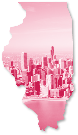 Outline Of The State Of Illinois Framing A Photo Of - Chicago (391x600), Png Download