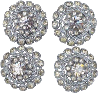 Fancy 1950s Rhinestone Buttons Smoky Gray Faceted Glass - Earrings (396x396), Png Download