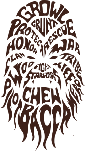 Half Off B3813 73618 Vinilo Decorativo Star Wars Chewbacca - Wall Decal: Star Wars - Typographic Chewbacca Peel (570x708), Png Download