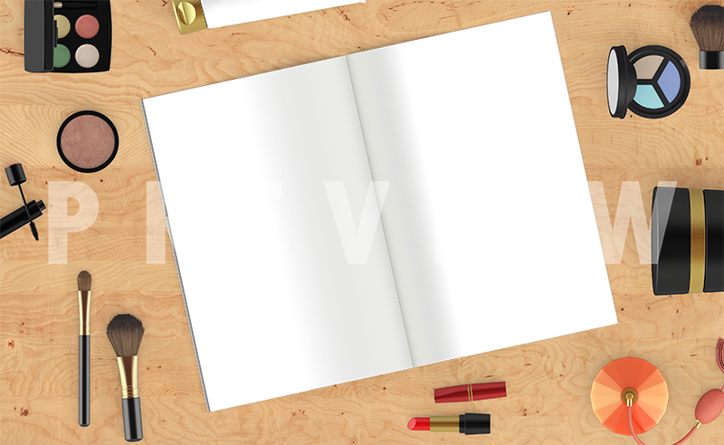 Print Mockup Of An Open Magazine Fly Being Surrounded - Plywood (800x492), Png Download