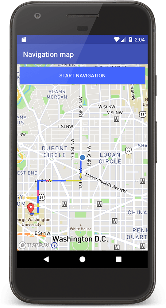 An Android Device Displaying A Map, A User's Location, - Map (678x1200), Png Download