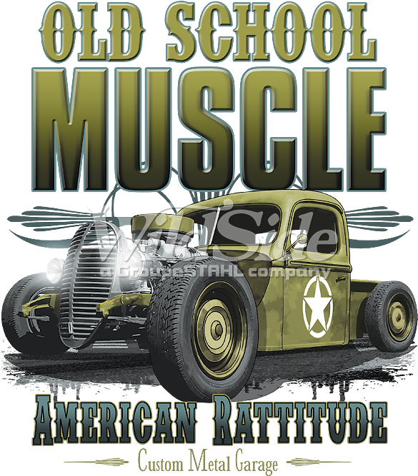 Old School Muscle American Rattitude - Sweatshirt In Red With A Hot Rod Us Car & `50 Style (675x675), Png Download