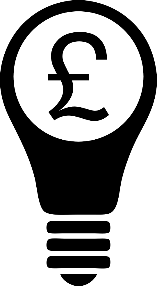 Light Bulb With British Pund Symbol (540x981), Png Download
