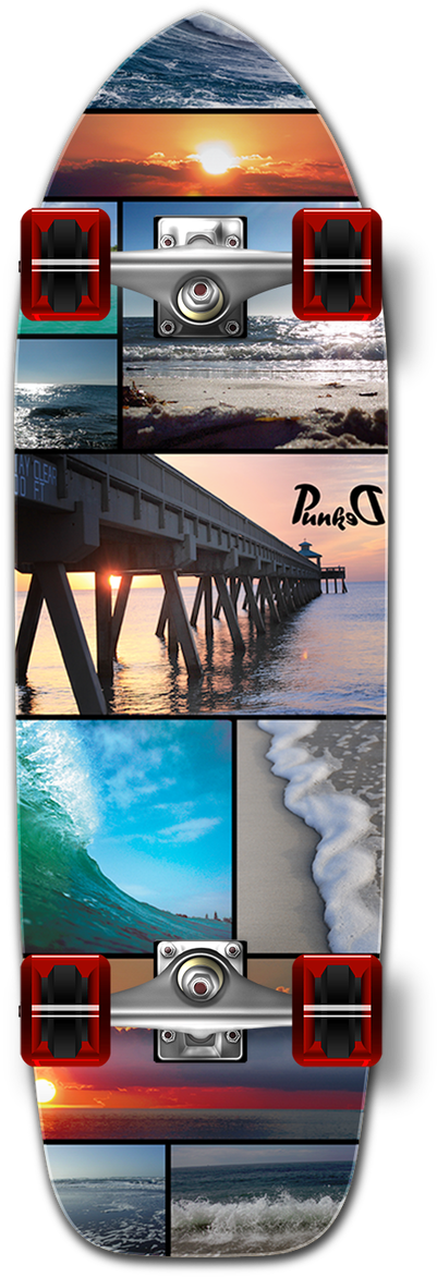 Yocaher Old School Longboard Complete - Punked - Seaside Drop - Thru Complete - 9x41 Ppp - (1280x1280), Png Download
