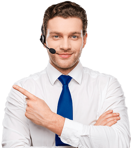 Man-pointing - Call Center Man (436x494), Png Download