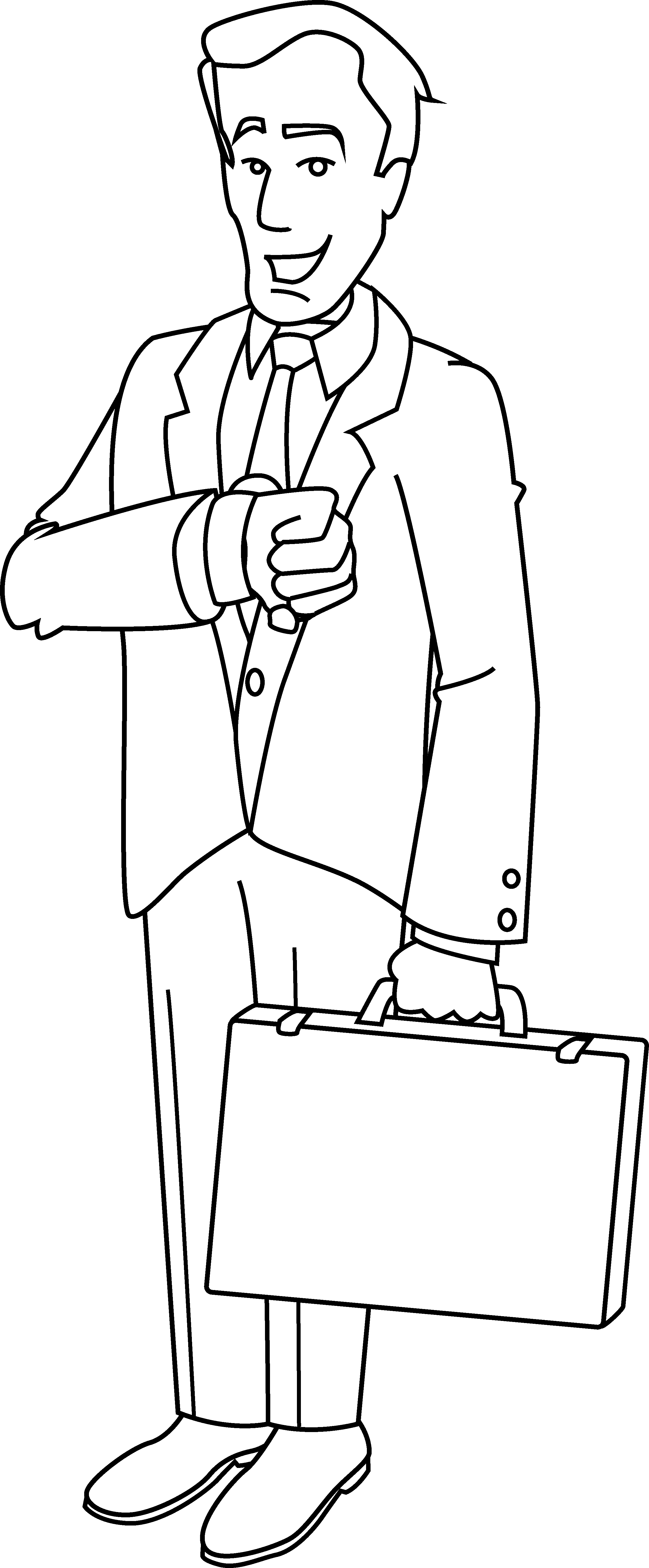 Businessman Clipart Business Person - Businessman Clipart Black And White (2459x5940), Png Download