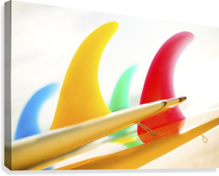 Colorful Surfboards Fins, Bright Sunny Sky In Background - Posterazzi Colorful Surfboards Fins Bright Sunny Sky (428x344), Png Download