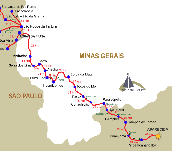 Percurso2013-14 - Caminho Da Fé (651x571), Png Download