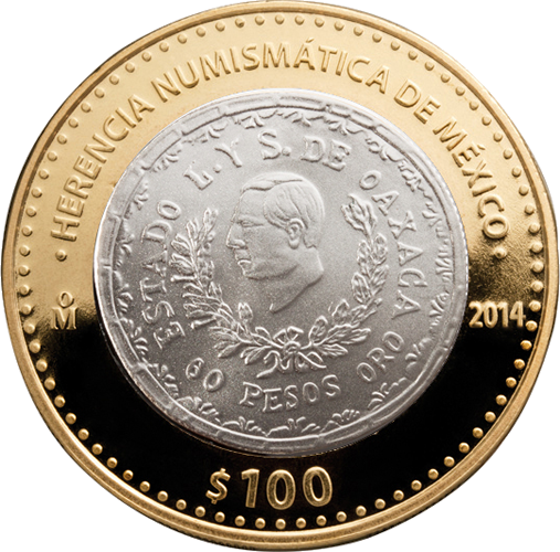 3 Revolucionaria Oaxaca 60 Pesos Iv - 100 Peso Coin Mexico (507x500), Png Download