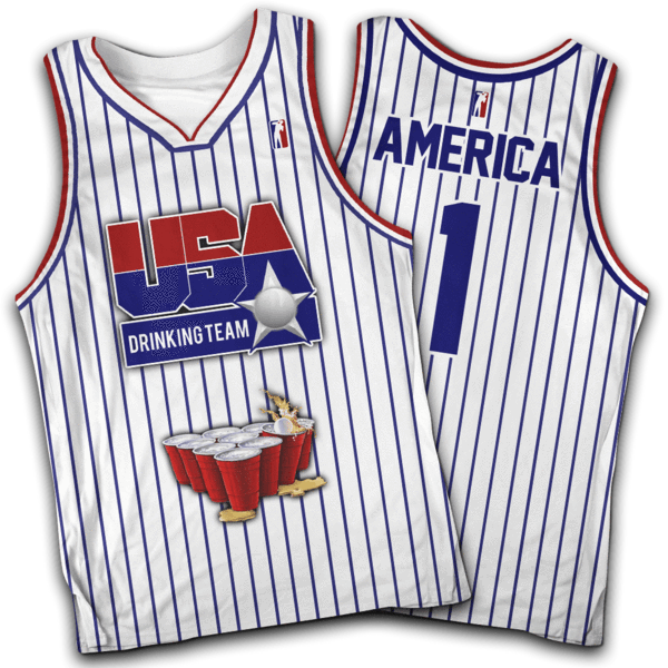 Usa Drinking Team White Basketball - Sports Jersey (600x600), Png Download
