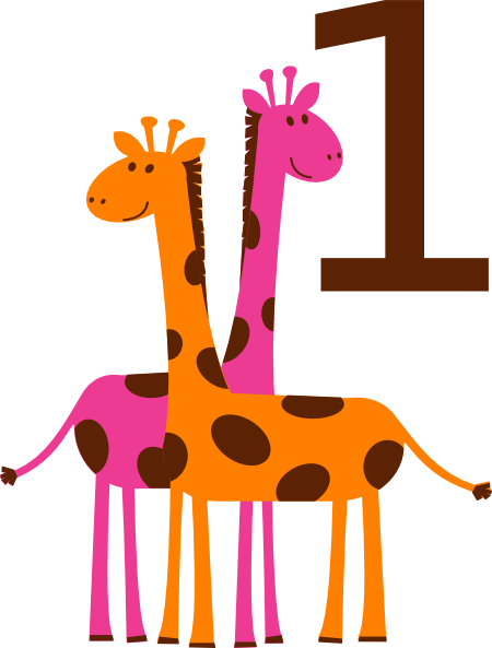 First Birthday Giraffes Clip Art - Giraffes Clipart (450x593), Png Download
