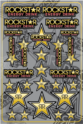Rockstar Energy Decals Large Pack - Fx Rockstar Energy Gold Chrome Sticker Sheet (400x400), Png Download