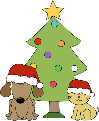 Holiday Pet Safety Tips » Christmas Dog Cat And Tree - Christmas Tree Cat And Dog (409x500), Png Download