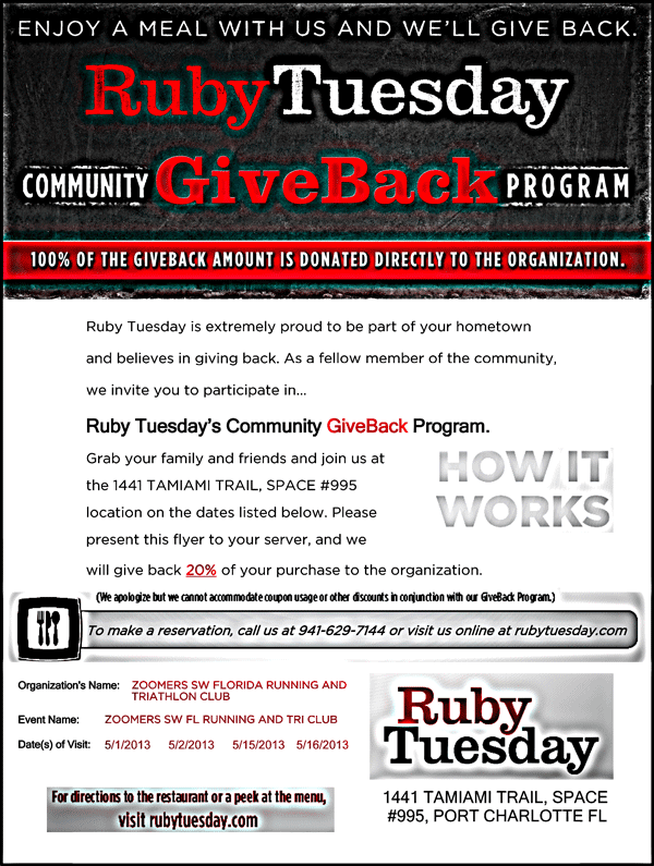 Ruby Tuesday's Fundraiser Flyer (600x795), Png Download
