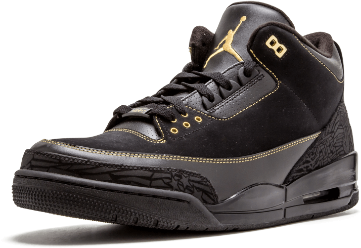 Black Nubuck And Leather, Gold Contrast Stitching, - Nike Air Jordan Vii (1000x600), Png Download