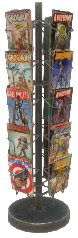 Fo4 Magazine Rack With Magazines2 - Shelf (526x834), Png Download