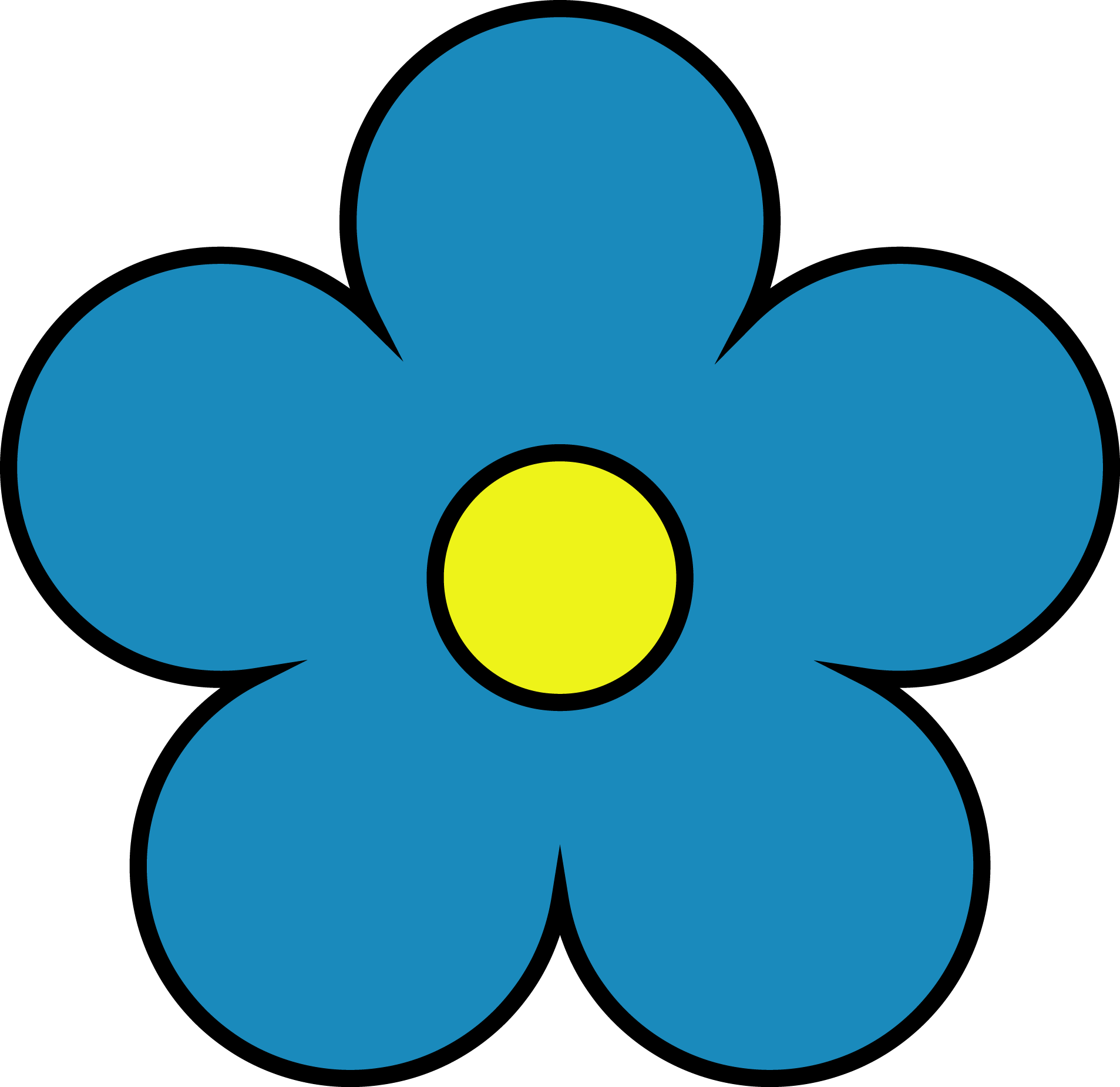 Outside Dark Blue Inside Yellow Flower Png Clipart - Blue Flower Png Clipart (1907x1850), Png Download