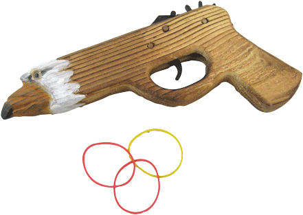 Wood Eagle Rubberband Gun 8"l 6 Pc Min - Trigger (500x364), Png Download
