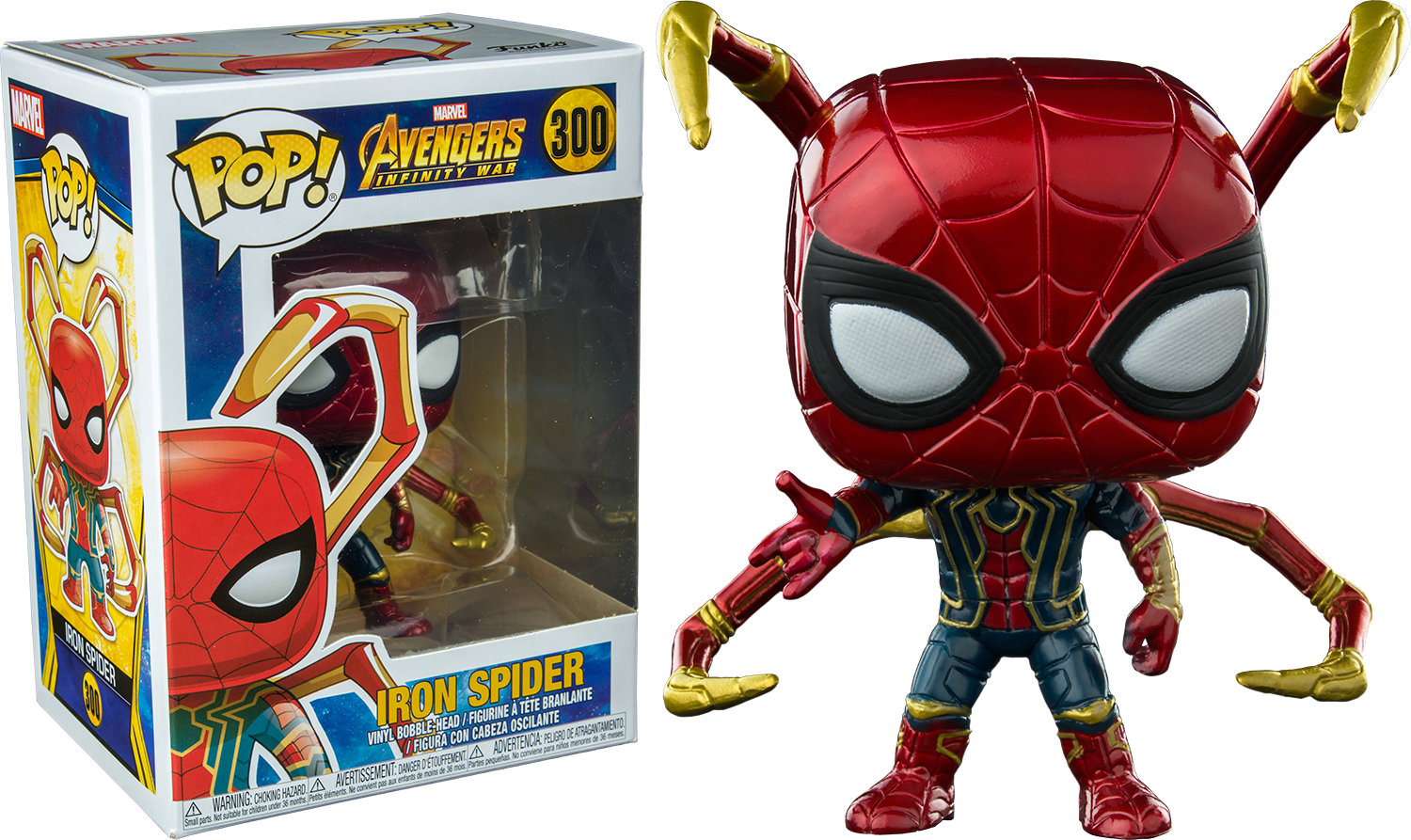 Infinity War - Spiderman Iron Spider Funko Pop (1500x893), Png Download