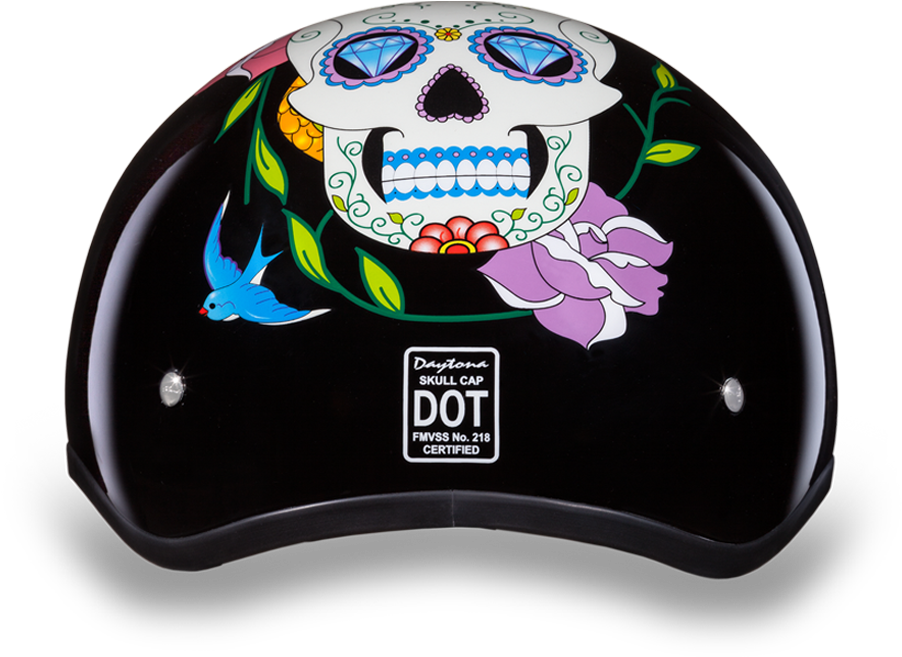Sugar Skull Motorcycle Half Helmet (600x600), Png Download