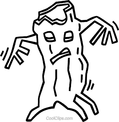 Evil Tree Royalty Free Vector Clip Art Illustration - Tree (468x480), Png Download