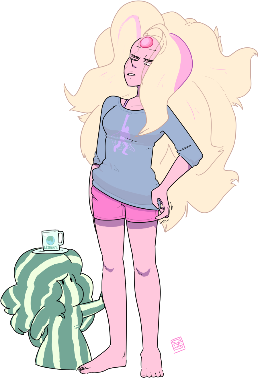Tumblr Nu8ildr7un1sd1xkuo1 1280 - Watermelon Rose Quartz Steven Universe (988x1410), Png Download