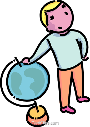 Boy Standing Beside A Globe Royalty Free Vector Clip (342x480), Png Download