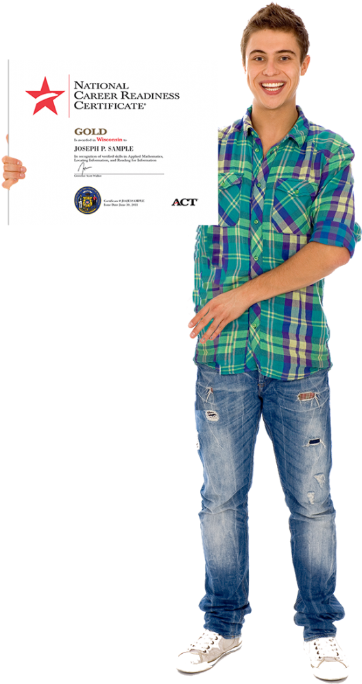 Ncrc Boy Holding Sign - National Career Readiness Certificate (683x1024), Png Download