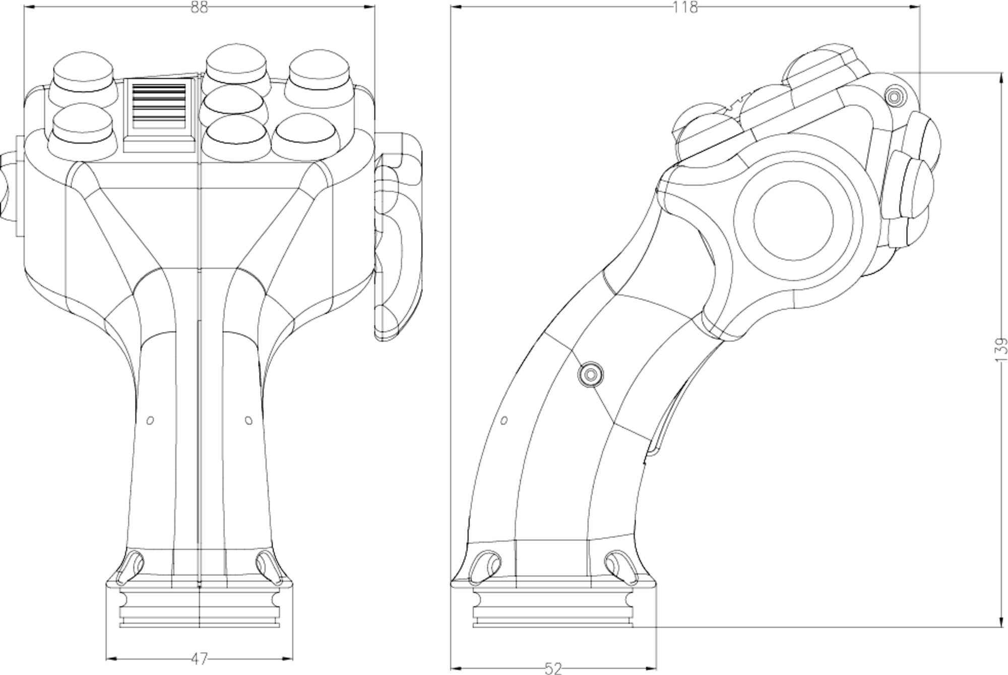 This Handle Is Also Available With A Hand Rest For - Technical Drawing (2000x1339), Png Download