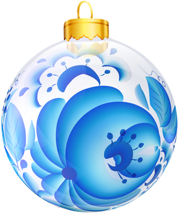 Gzhel Balls Set14 - Christmas Day (408x500), Png Download