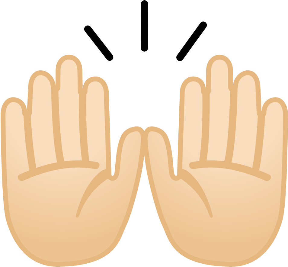 Raising Hands Light Skin Tone Icon Noto Emoji People - Emoji De Mãos Para Cima (1024x1024), Png Download