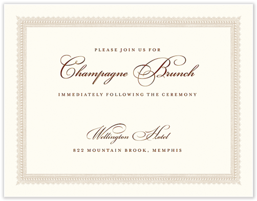 Elegant Border Reception Card - Cream (620x620), Png Download