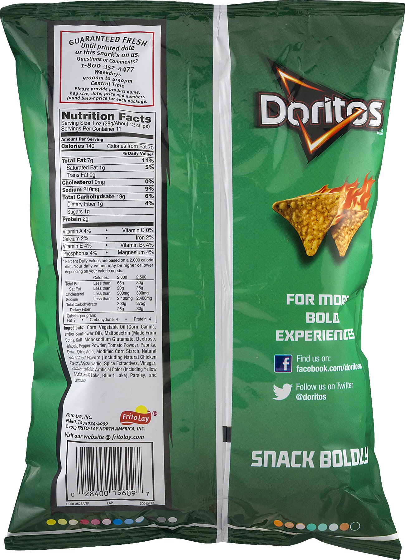 Doritos Tortilla Chips, Salsa Verde - 3.37 Oz Pack (1300x1800), Png Download